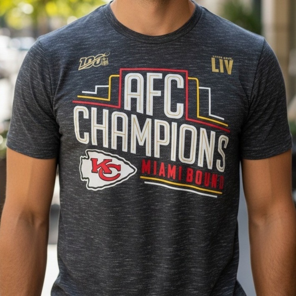 Fanatics Kansas City Chiefs AFC Champions Super Bowl LIV T-Shirt Charcoal Mens S